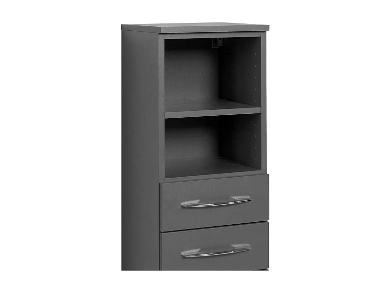 Badschrank in Grau offene Fächer