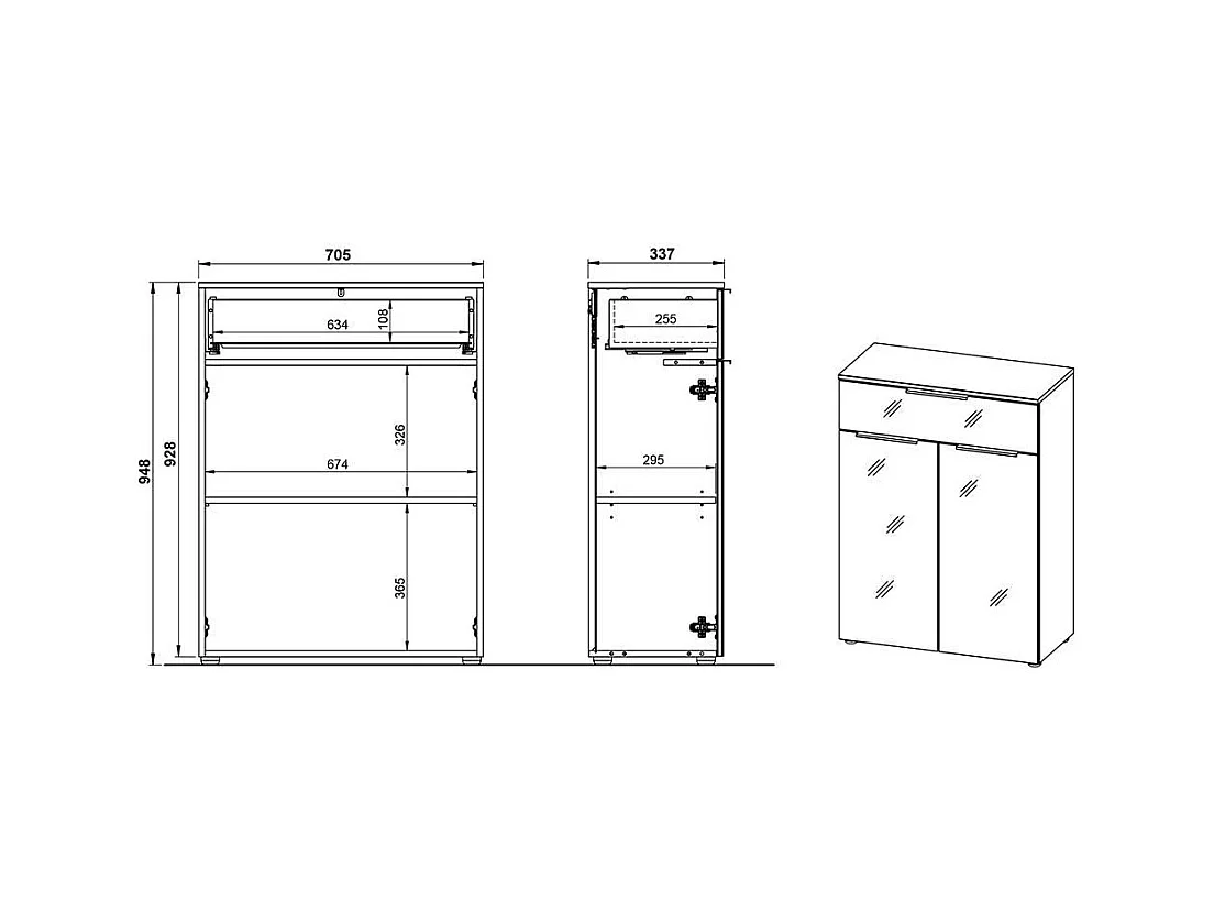 Badezimmer Kommode in Dunkelgrau 71 cm breit 95 cm hoch