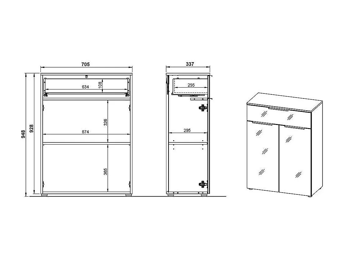 Badezimmer Kommode in Dunkelgrau 71 cm breit 95 cm hoch