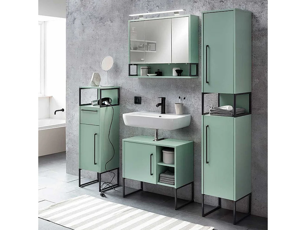 Badezimmerschrank in Mintgrün und Anthrazit Made in Germany