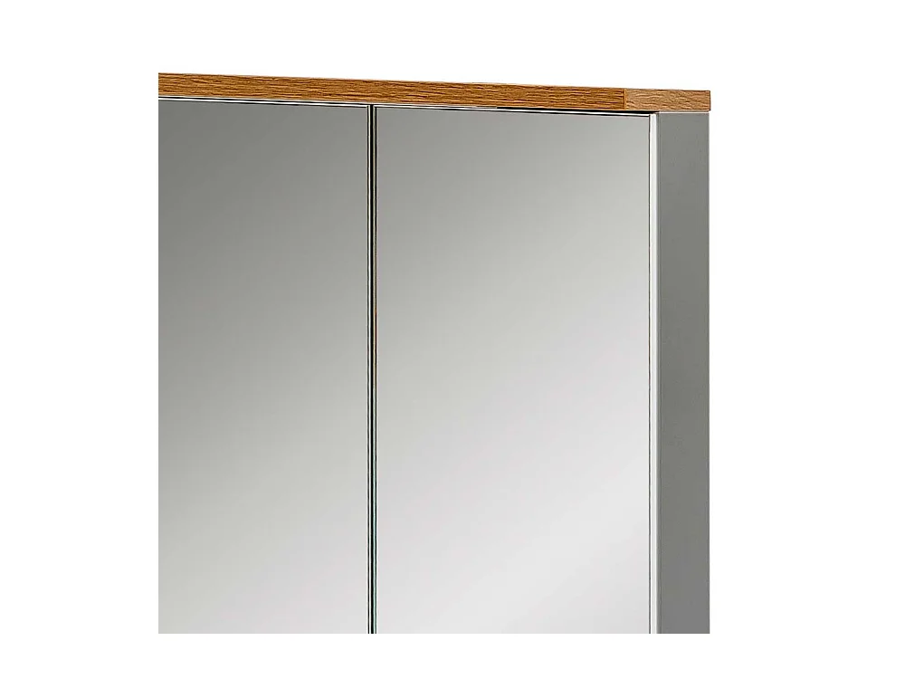 Badezimmer Spiegelschrank in Platingrau und Eichefarben LED Beleuchtung