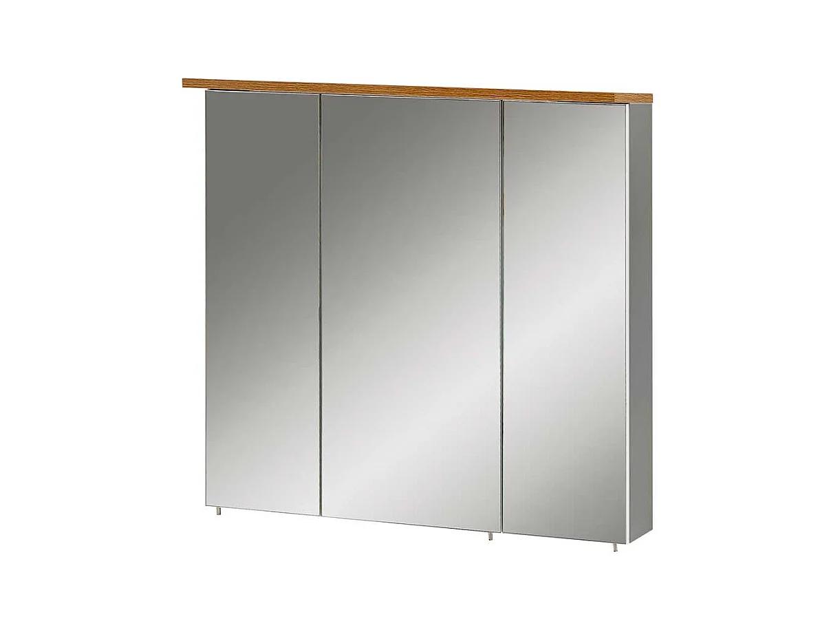 Badezimmer Spiegelschrank in Platingrau und Eichefarben LED Beleuchtung
