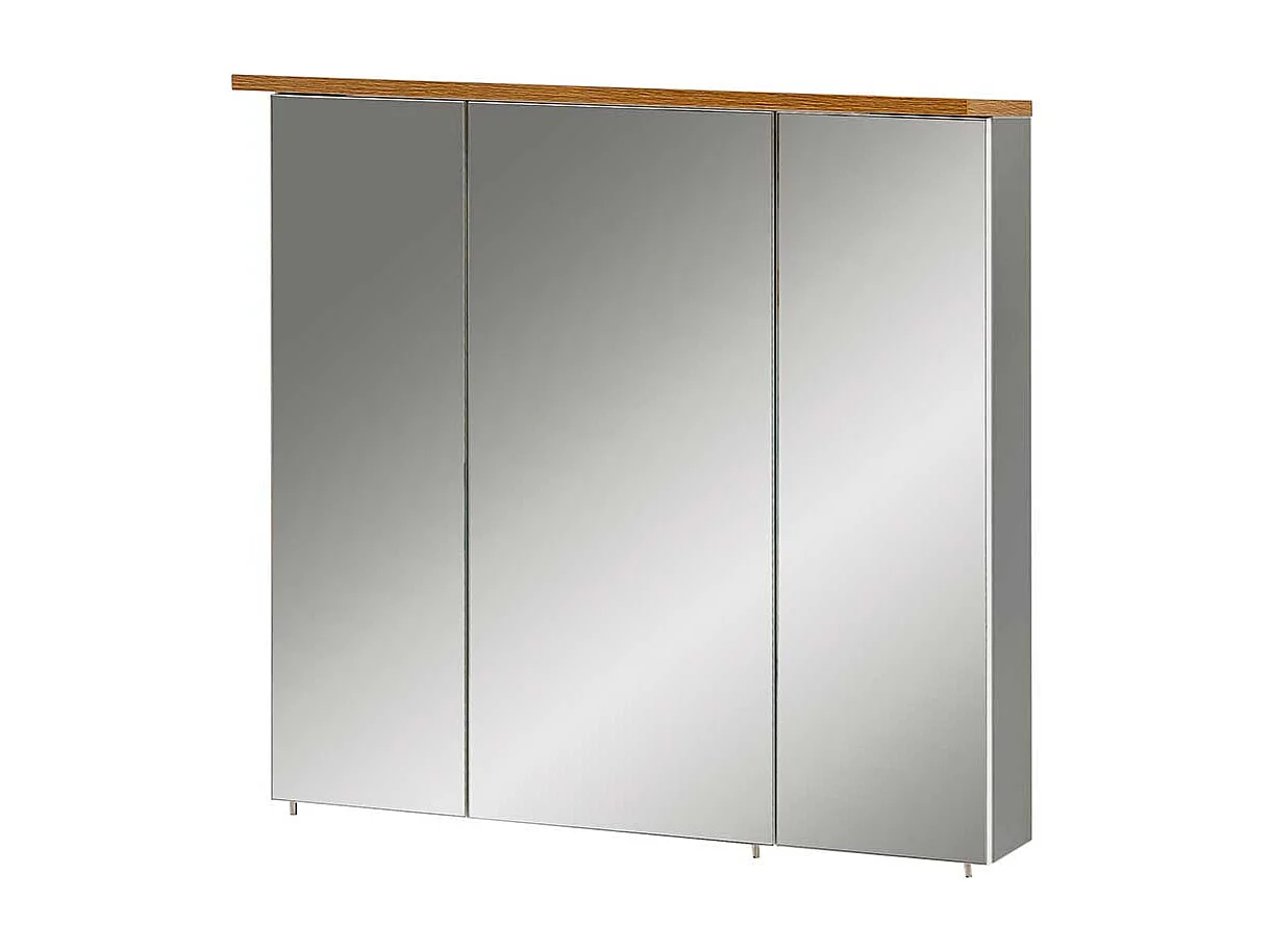 Badezimmer Spiegelschrank in Platingrau und Eichefarben LED Beleuchtung