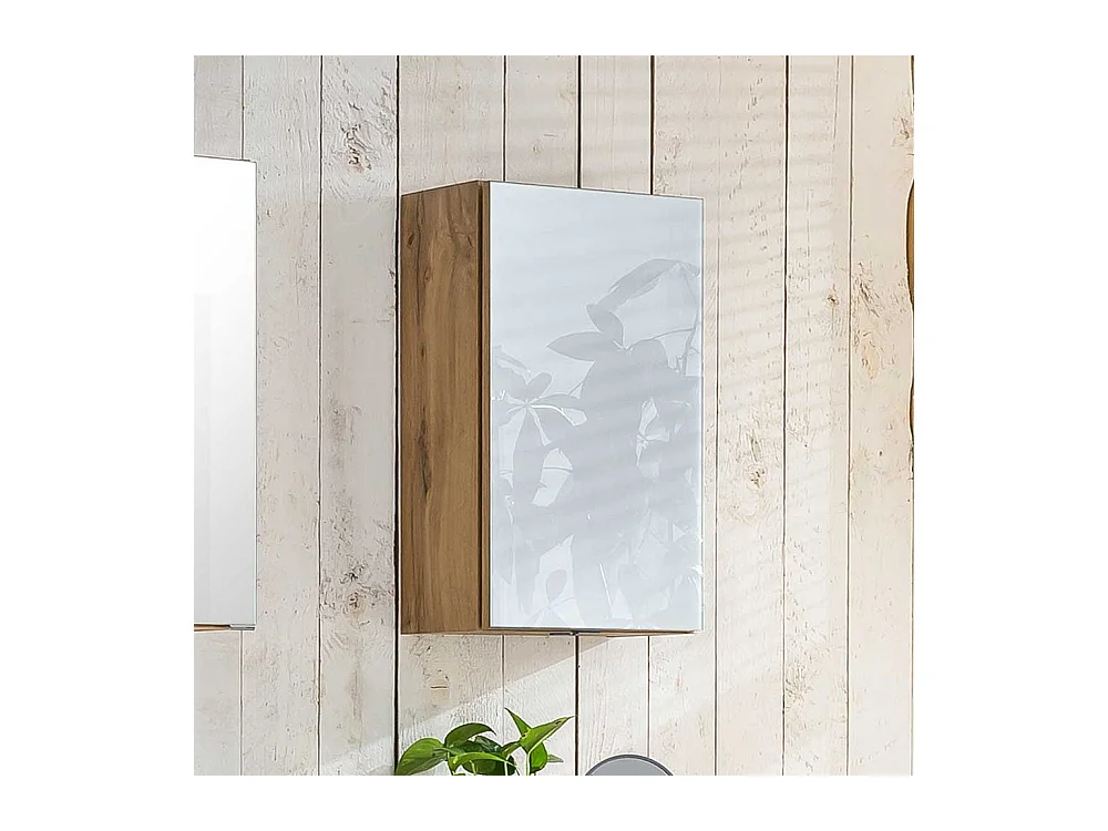 Badezimmer Hängeschrank in Weiß und Wildeiche Optik 40 cm breit