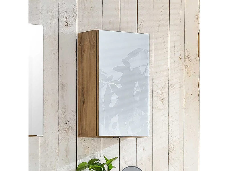 Badezimmer Hängeschrank in Weiß und Wildeiche Optik 40 cm breit
