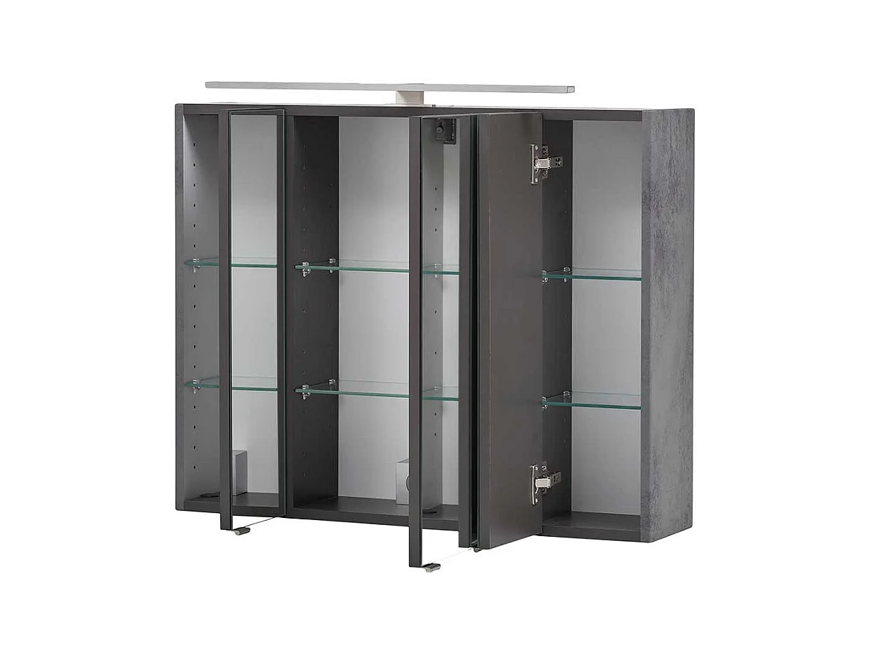 Badezimmerspiegelschrank in Dunkelgrau 3 türig