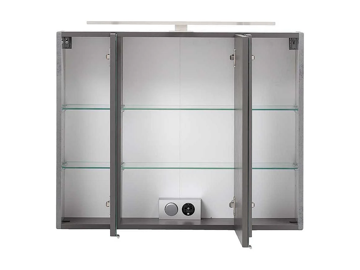 Badezimmerspiegelschrank in Dunkelgrau 3 türig