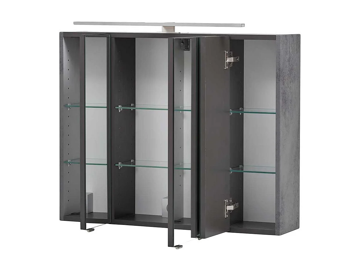 Badezimmerspiegelschrank in Dunkelgrau 3 türig