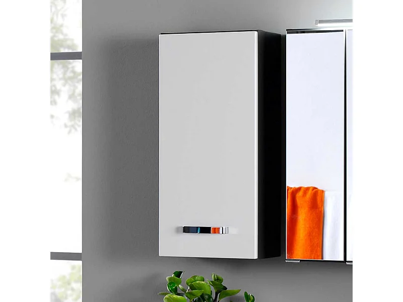 Badezimmer Hängeschrank in Hochglanz Weiß Graphit Grau