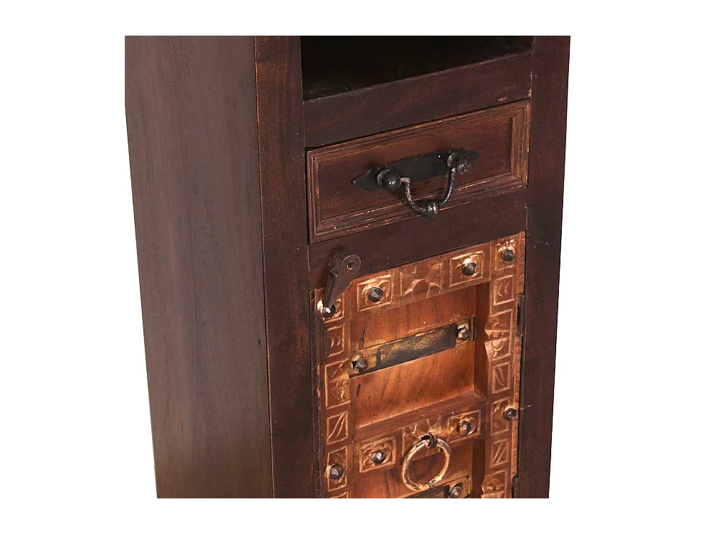 Kolonialstil Bad Hochschrank aus Teak Recyclingholz handgearbeitet