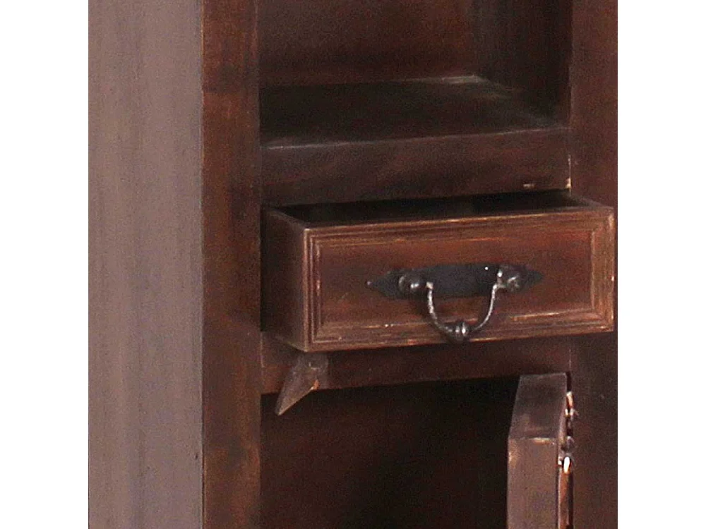 Kolonialstil Bad Hochschrank aus Teak Recyclingholz handgearbeitet