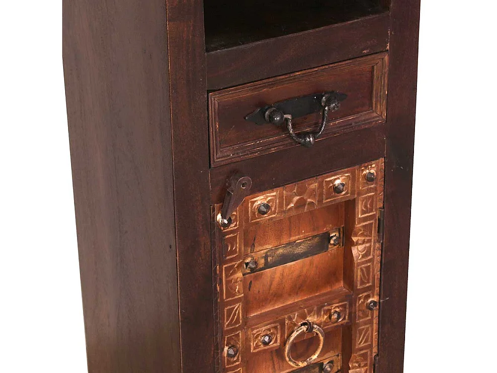 Kolonialstil Bad Hochschrank aus Teak Recyclingholz handgearbeitet