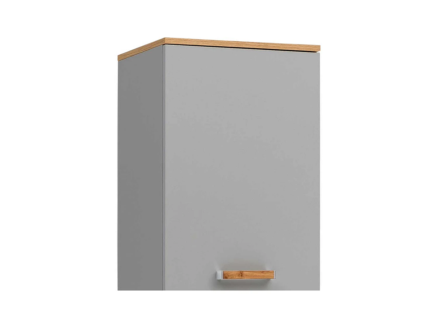Badezimmerhochschrank in Platingrau und Eichefarben 2 Drehtüren