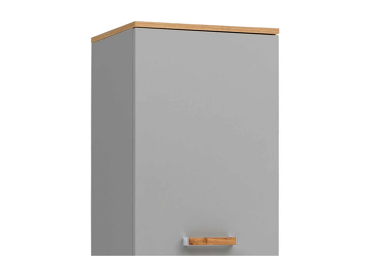 Badezimmerhochschrank in Platingrau und Eichefarben 2 Drehtüren