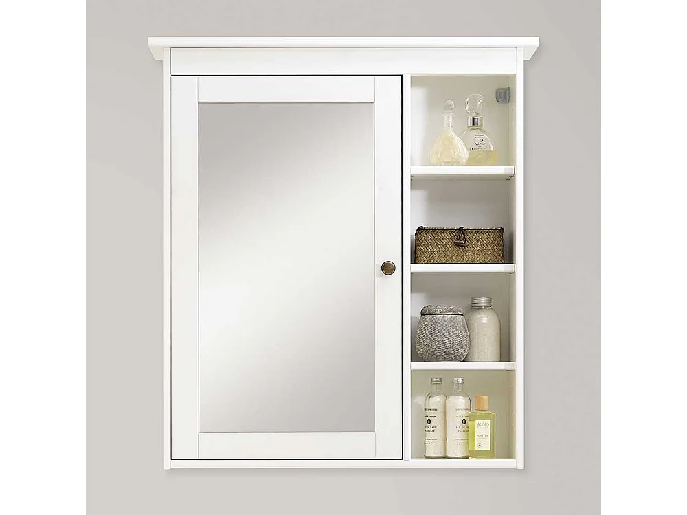 Badezimmer Spiegelschrank in Weiß lasiert Kiefer Massivholz
