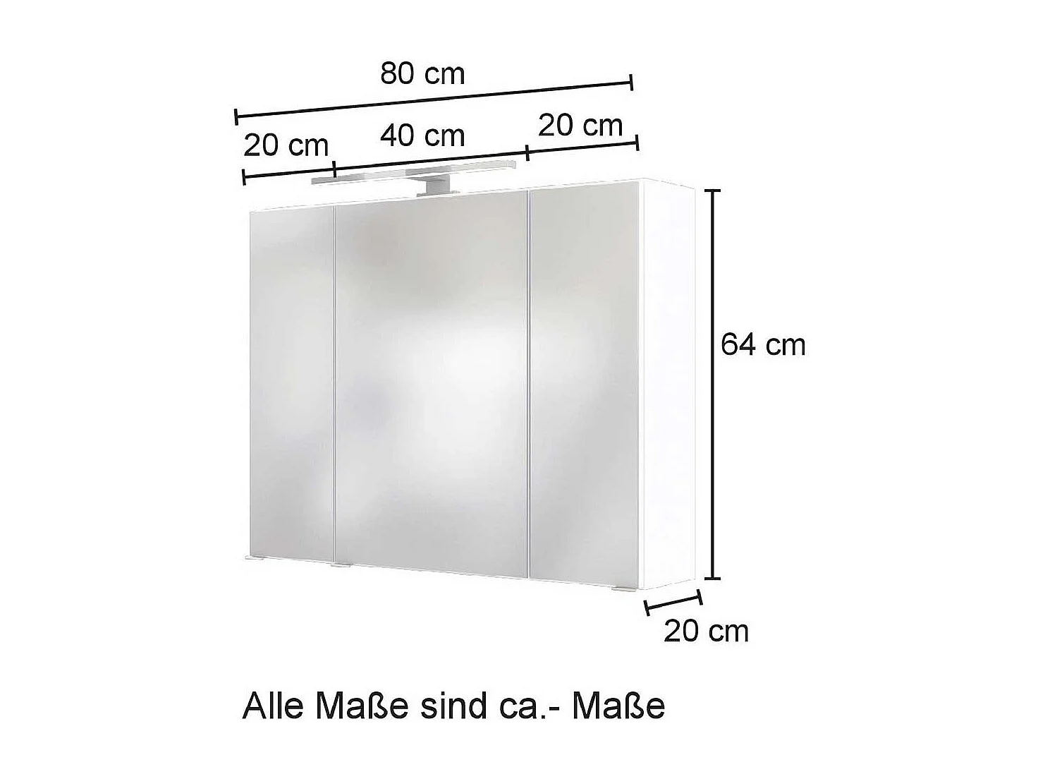 Badezimmerspiegelschrank in Weiß 80 cm breit