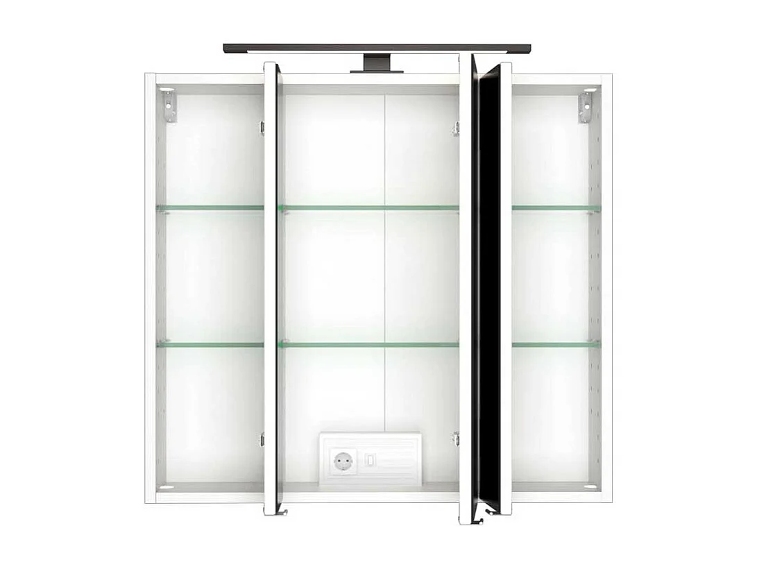 Weißer Spiegelschrank mit 3 Türen LED Beleuchtung