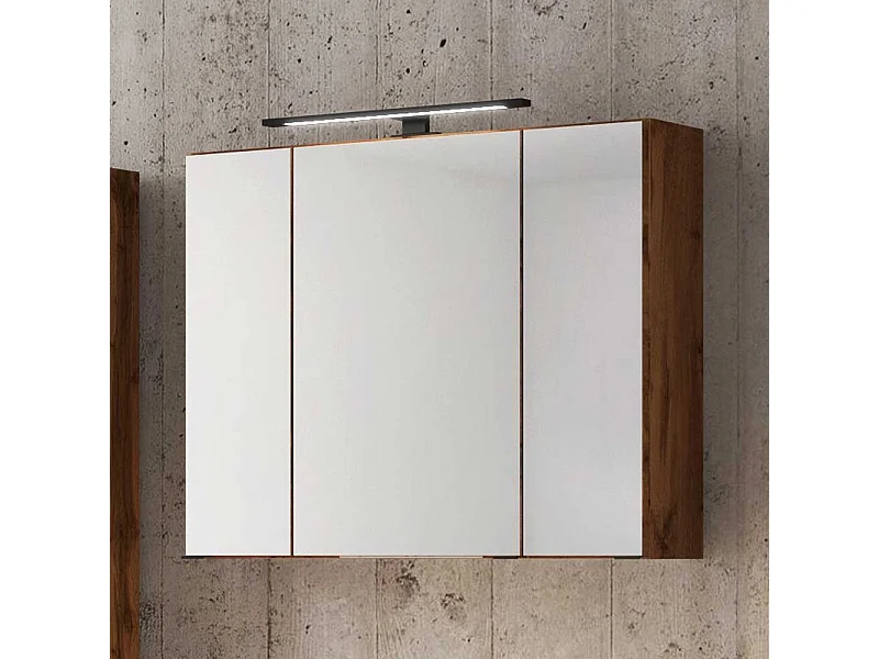 Spiegel Badschrank im Wildeiche Dekor LED Beleuchtung