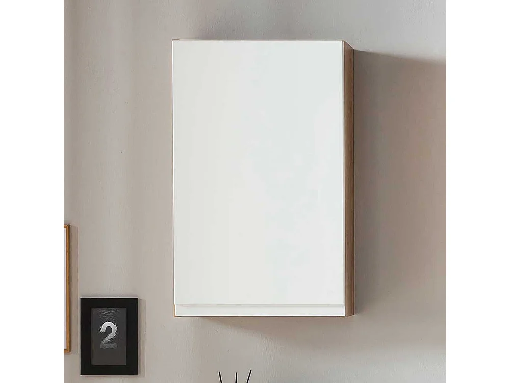 Wandschrank Badezimmer in Wildeichefarben und Weiß 64 cm hoch