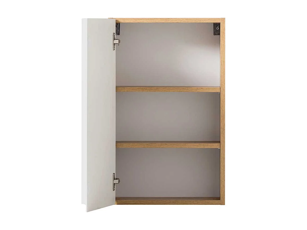 Wandschrank Badezimmer in Wildeichefarben und Weiß 64 cm hoch