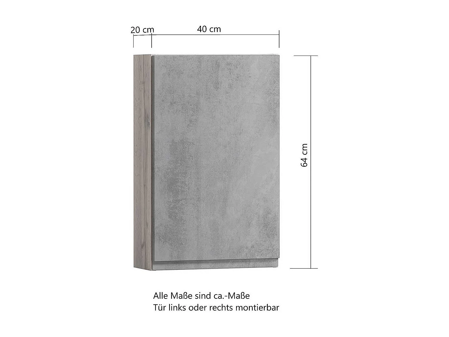 Wandschrank Badezimmer in Wildeichefarben und Weiß 64 cm hoch