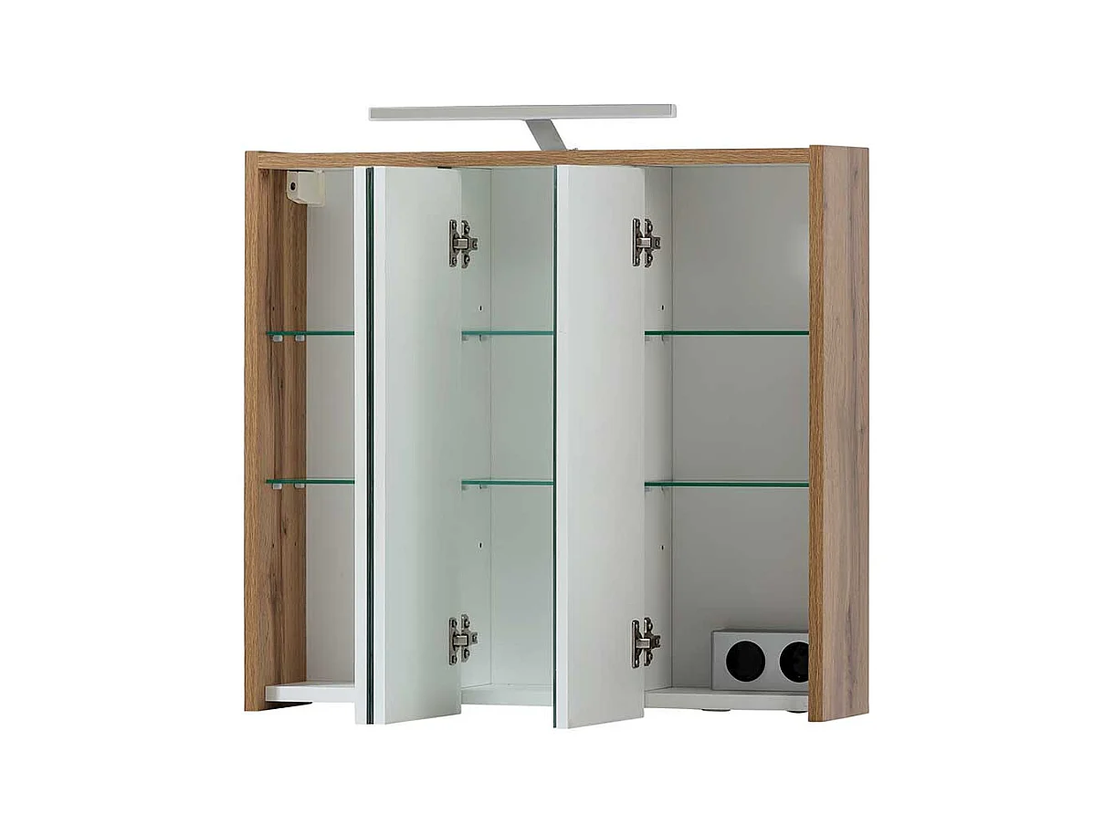 Spiegelschrank Bad in Wildeichefarben LED Beleuchtung