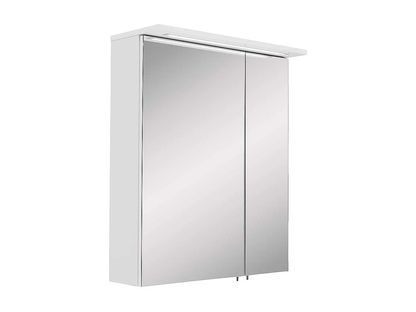 Weißer Badezimmerspiegelschrank mit zwei Drehtüren LED Beleuchtung