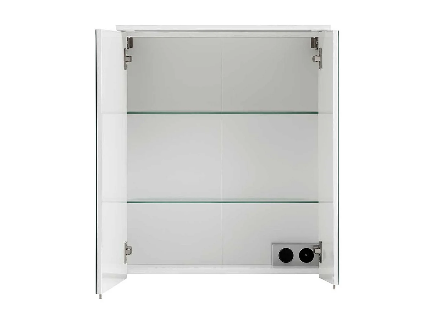 Weißer Badezimmerspiegelschrank mit zwei Drehtüren LED Beleuchtung