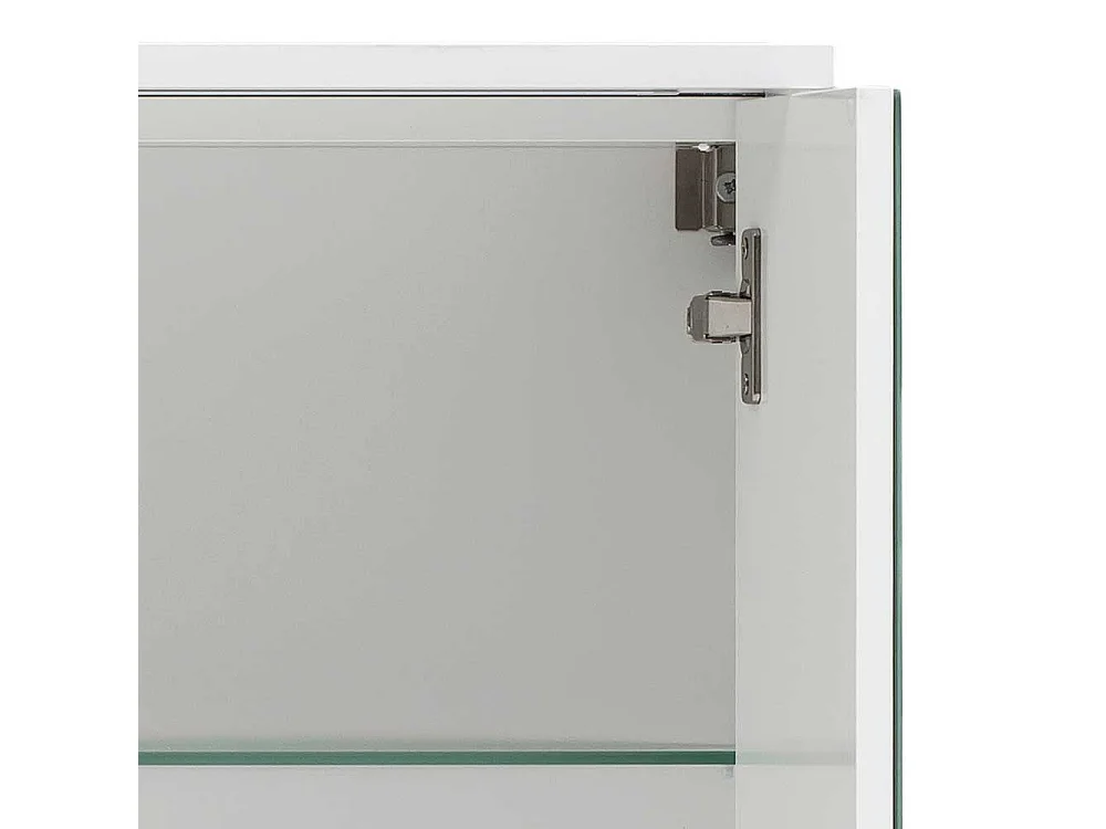 Weißer Badezimmerspiegelschrank mit zwei Drehtüren LED Beleuchtung