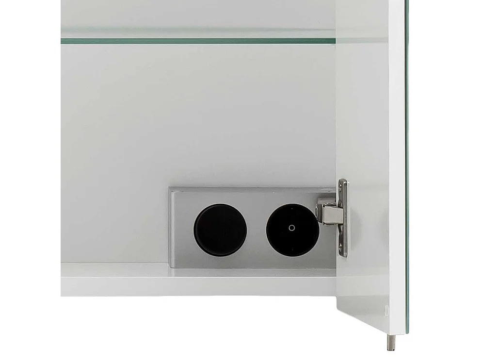 Weißer Badezimmerspiegelschrank mit zwei Drehtüren LED Beleuchtung