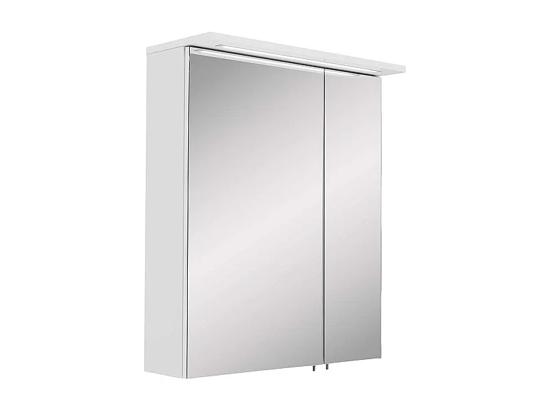 Weißer Badezimmerspiegelschrank mit zwei Drehtüren LED Beleuchtung