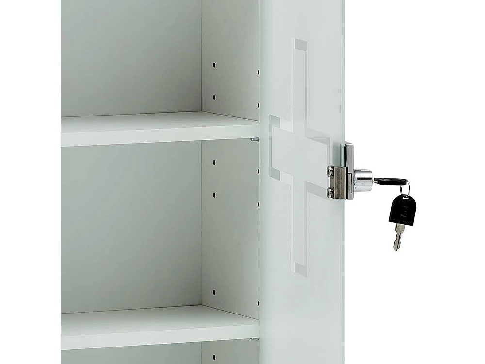 Medizinschrank abschließbar in Weiß Glastür