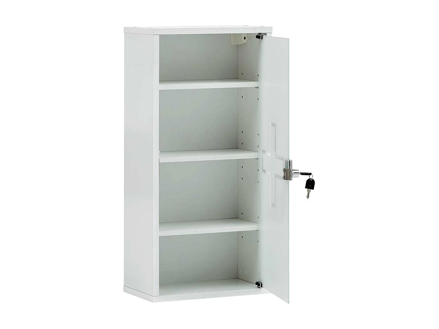 Medizinschrank abschließbar in Weiß Glastür