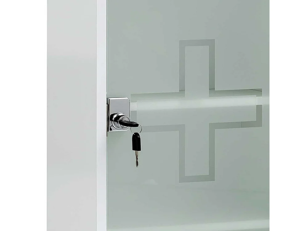 Medizinschrank abschließbar in Weiß Glastür