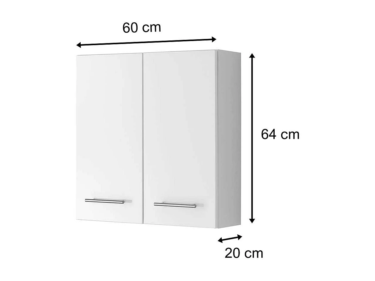 Bad Oberschrank in Weiß Hochglanz 2-türig