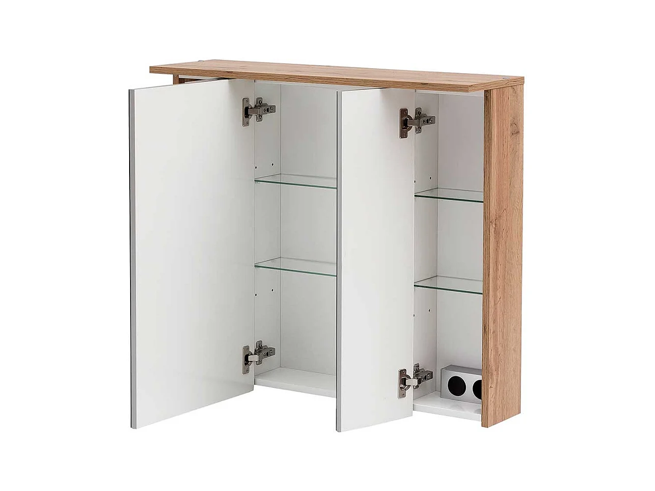 Badezimmer Spiegelschrank in Wildeichefarben LED Beleuchtung