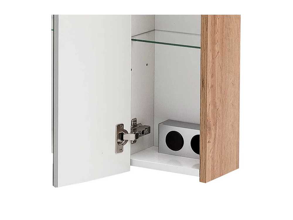 Badezimmer Spiegelschrank in Wildeichefarben LED Beleuchtung