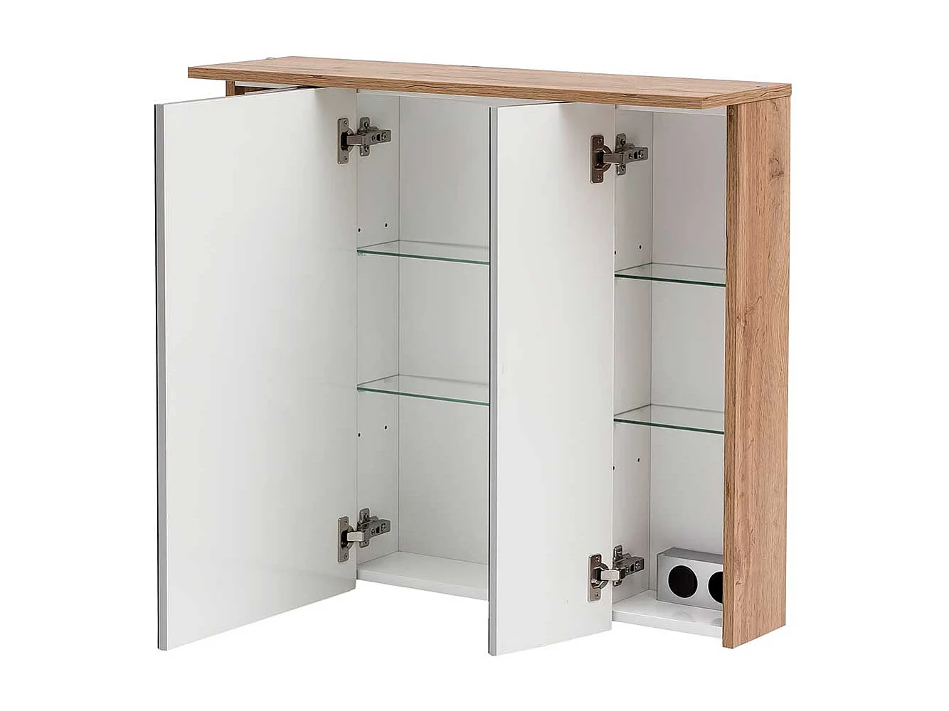 Badezimmer Spiegelschrank in Wildeichefarben LED Beleuchtung