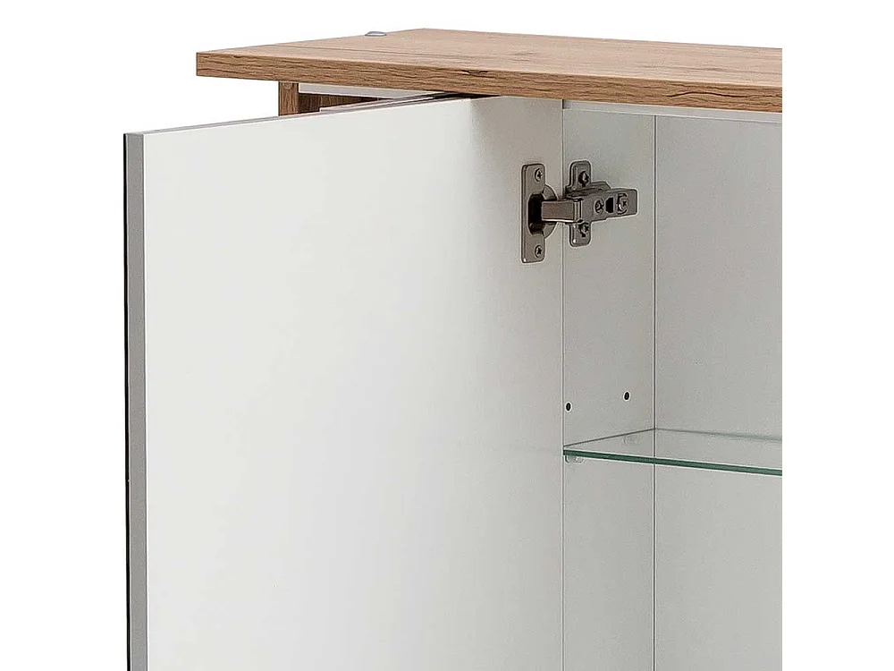 Badezimmer Spiegelschrank in Wildeichefarben LED Beleuchtung