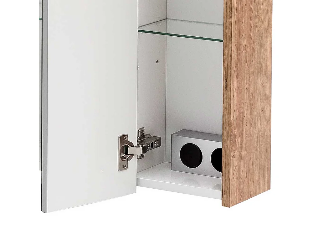 Badezimmer Spiegelschrank in Wildeichefarben LED Beleuchtung