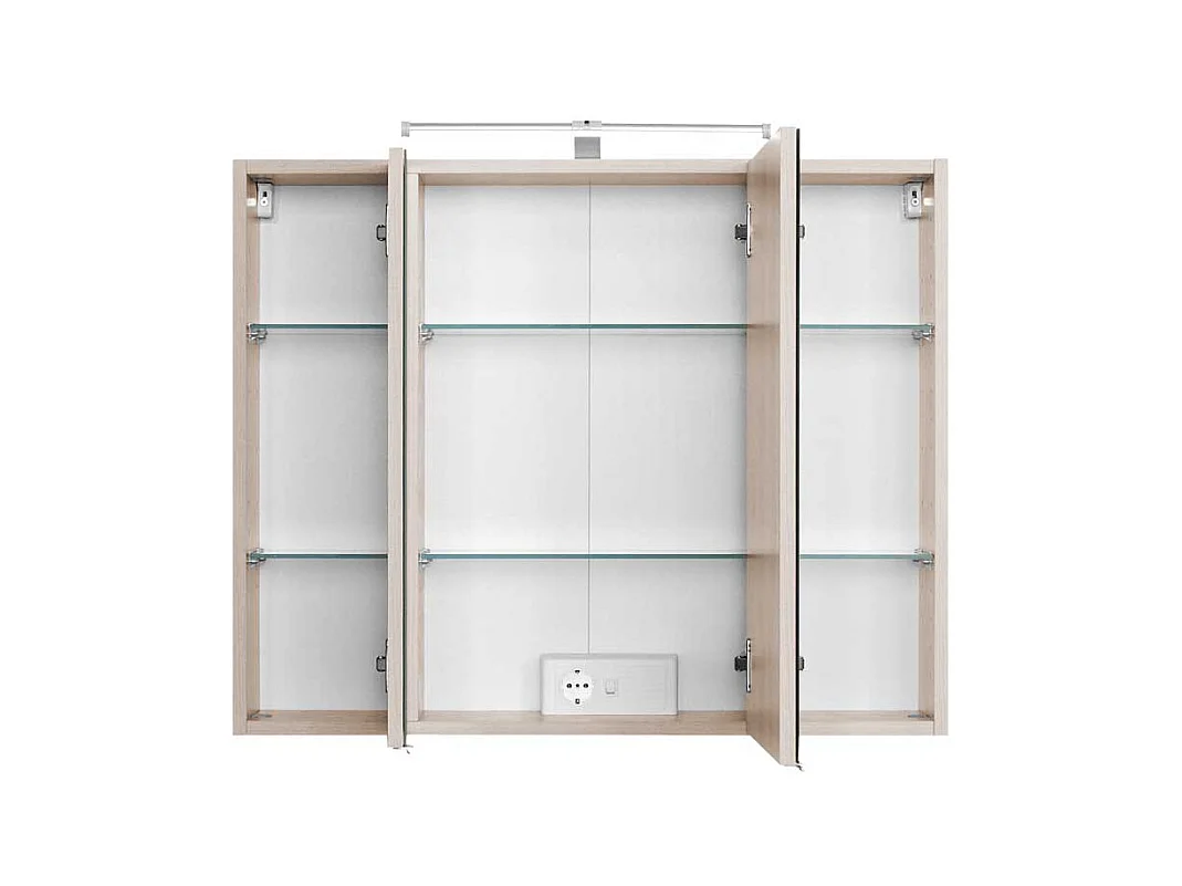 LED Spiegelschrank in Buche 80 cm breit