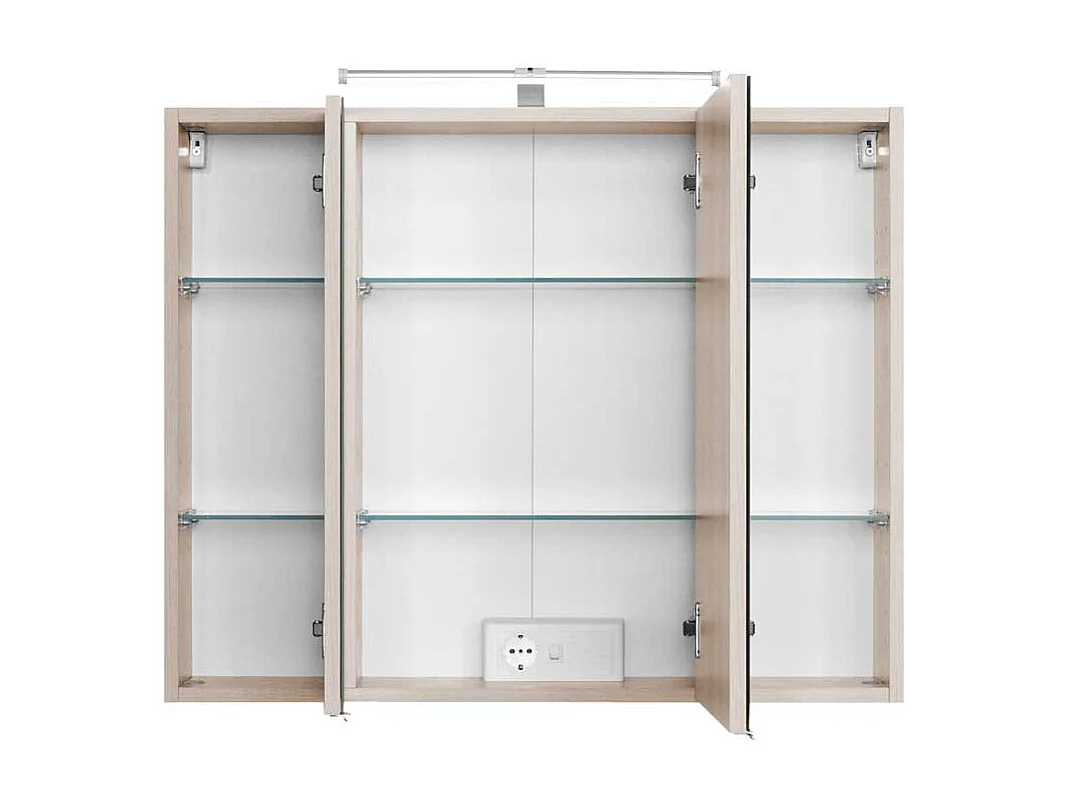 LED Spiegelschrank in Buche 80 cm breit