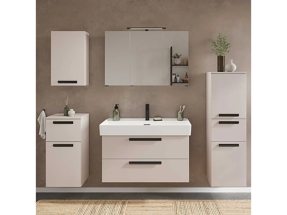 Badhängeschrank Hängeschrank Bad in Hellgrau mit Metallgriff