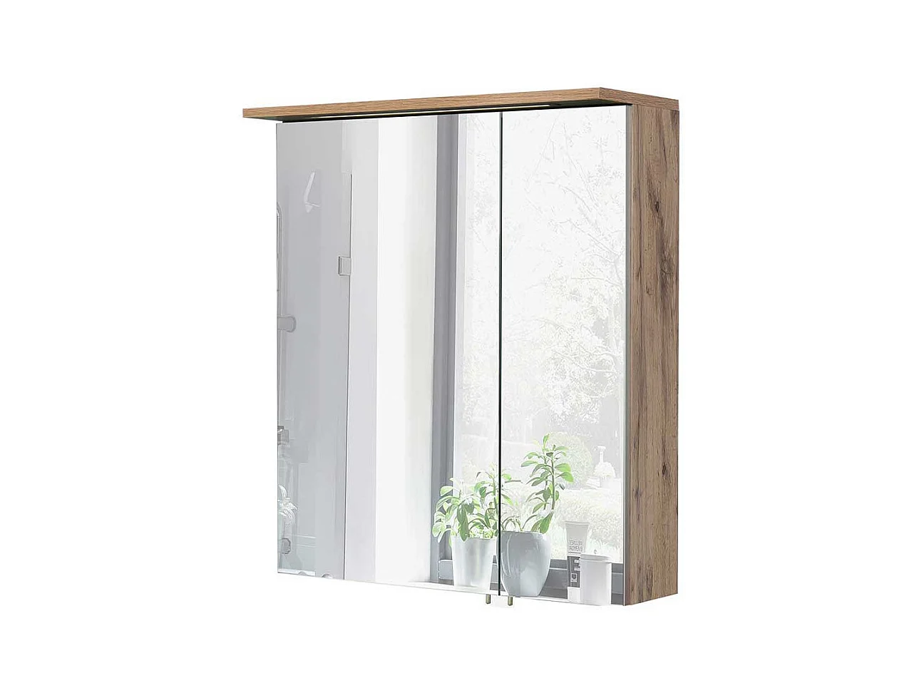 Badezimmerspiegelschrank in Wildeichefarben Steckdose