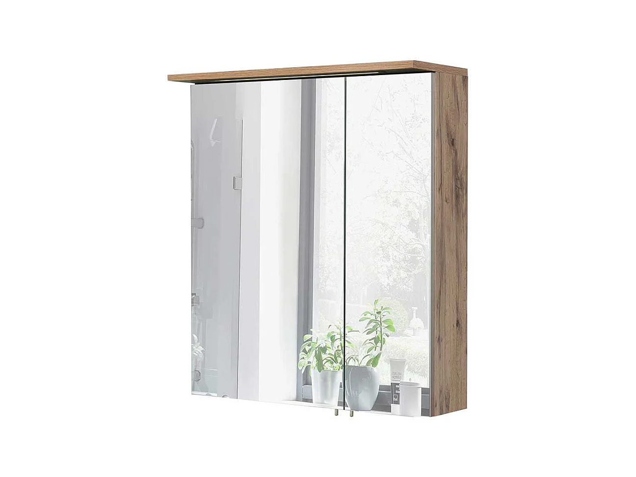 Badezimmerspiegelschrank in Wildeichefarben Steckdose