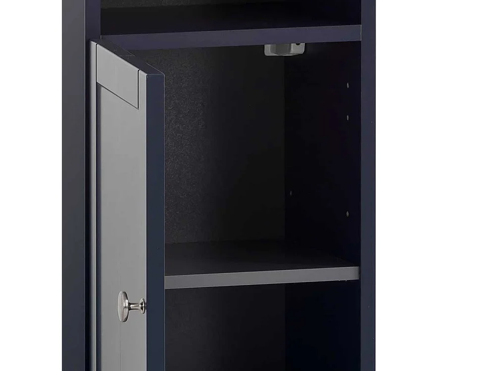 Badeschrank in Dunkelblau offenen Fächern