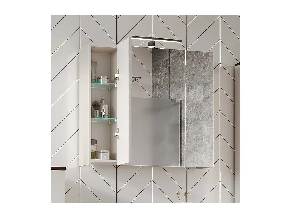 LED Spiegelschrank mit Steckdose innen 76 cm breit 71 cm hoch