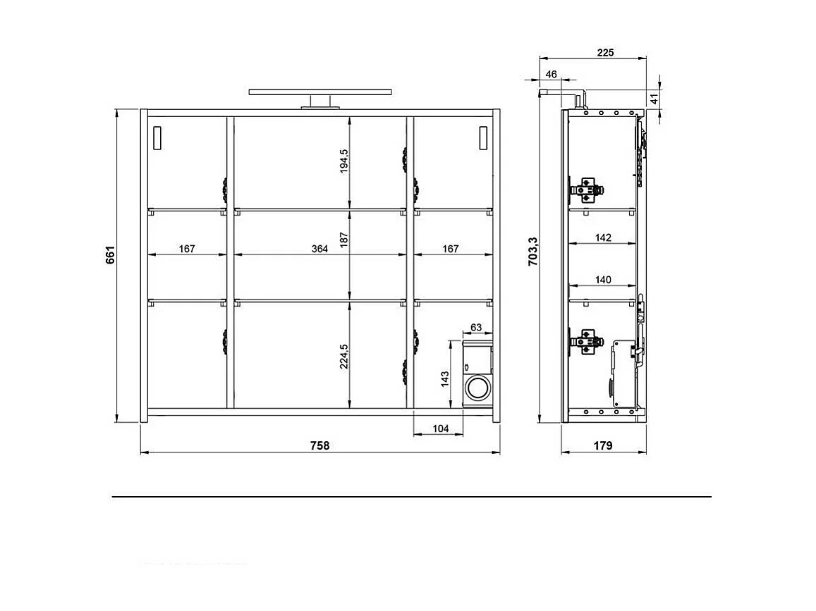 LED Spiegelschrank mit Steckdose innen 76 cm breit 71 cm hoch