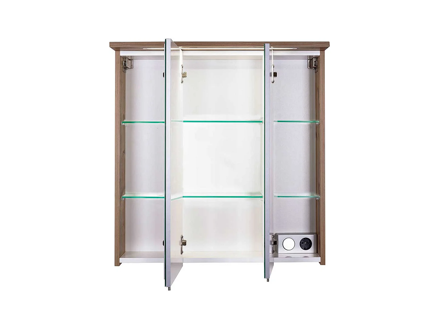 Bad Spiegelschrank im Dekor Fichte Grau LED Beleuchtung