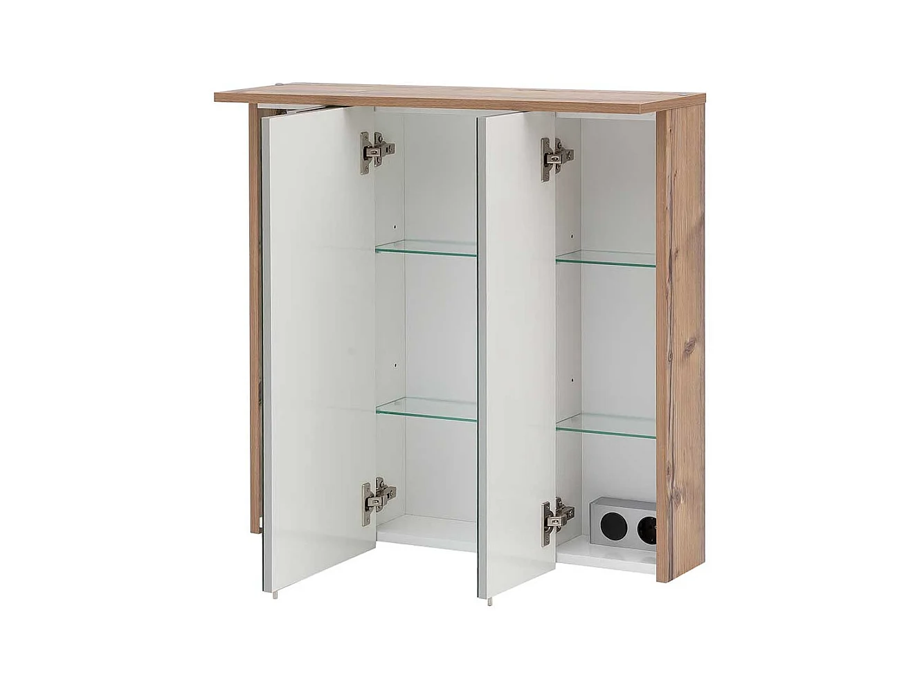 Bad Spiegelschrank im Dekor Fichte Grau LED Beleuchtung